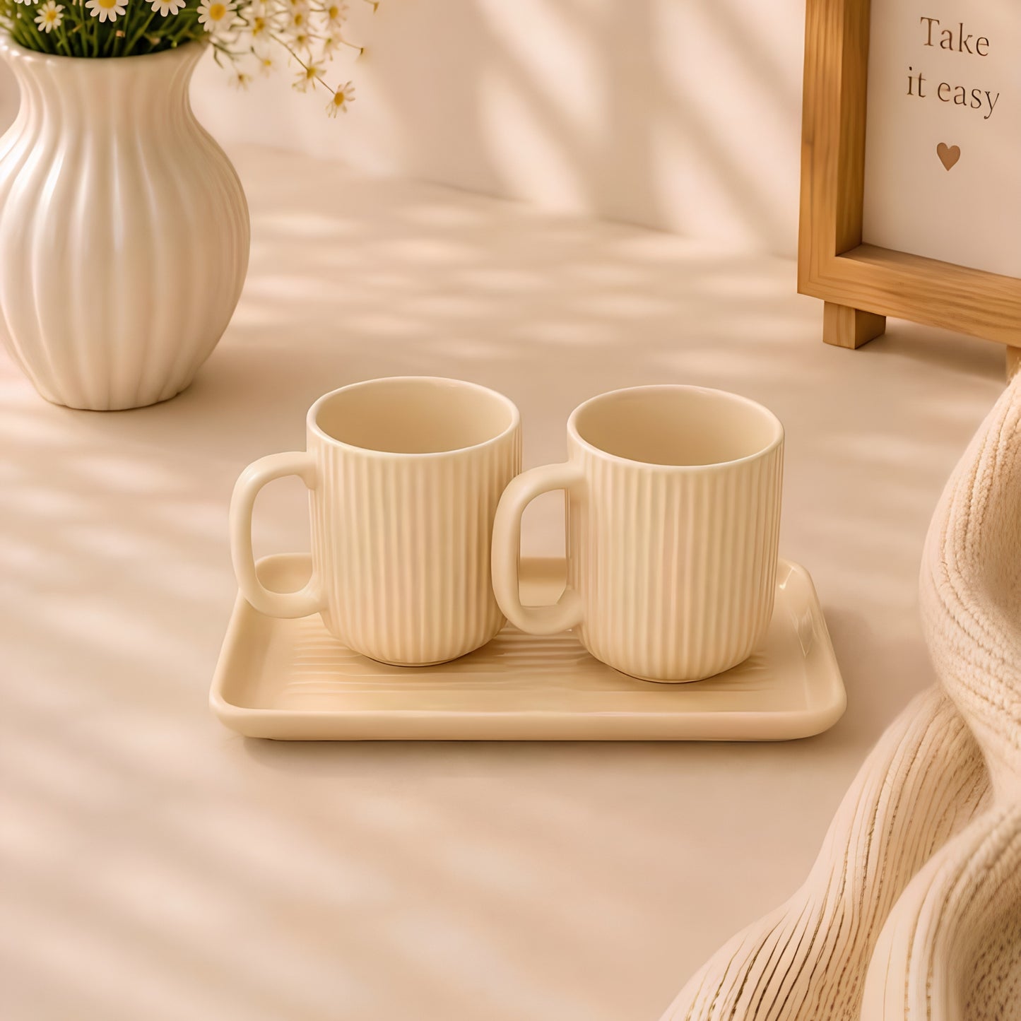 Ribbed Coffee Mug Set